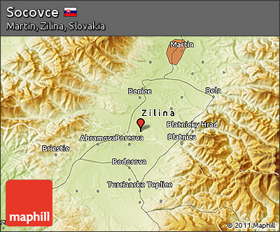 Physical 3D Map of Socovce