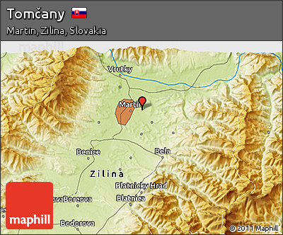 Physical 3D Map of Tomčany
