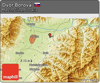 Physical 3D Map of Dvor Borová