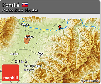 Physical 3D Map of Konské