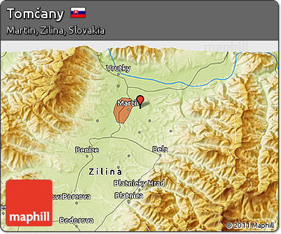 Physical 3D Map of Tomčany