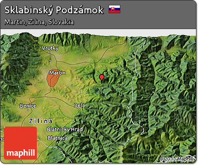 Satellite 3D Map of Sklabinský Podzámok