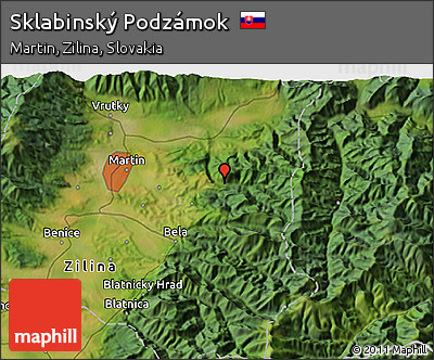Satellite 3D Map of Sklabinský Podzámok