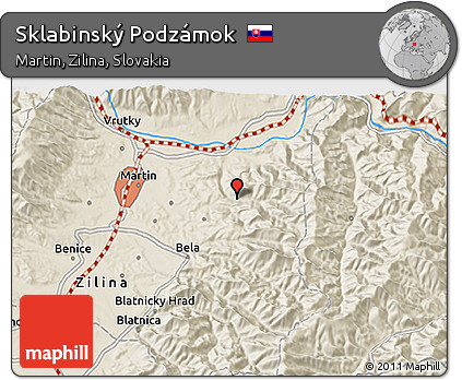Shaded Relief 3D Map of Sklabinský Podzámok