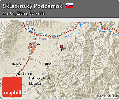 Shaded Relief 3D Map of Sklabinský Podzámok