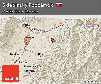 Shaded Relief 3D Map of Sklabinský Podzámok
