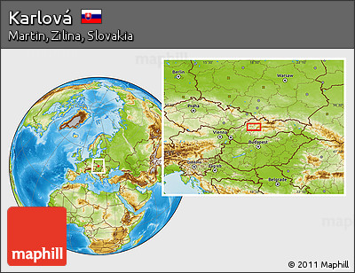 Physical Location Map of Karlová