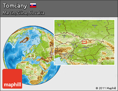 Physical Location Map of Tomčany