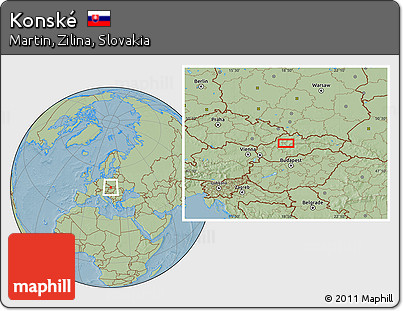 Savanna Style Location Map of Konské, hill shading