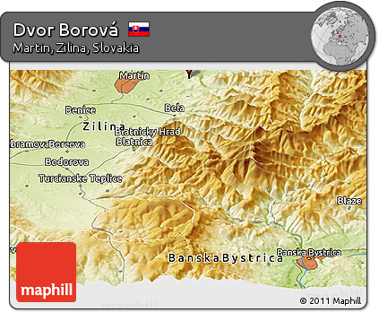 Physical Panoramic Map of Dvor Borová