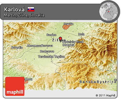 Physical Panoramic Map of Karlová