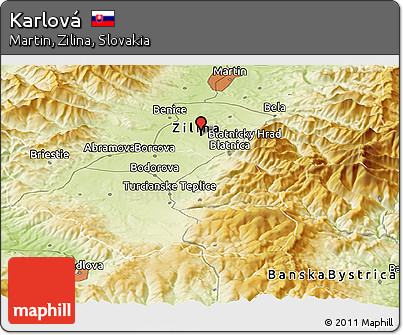 Physical Panoramic Map of Karlová