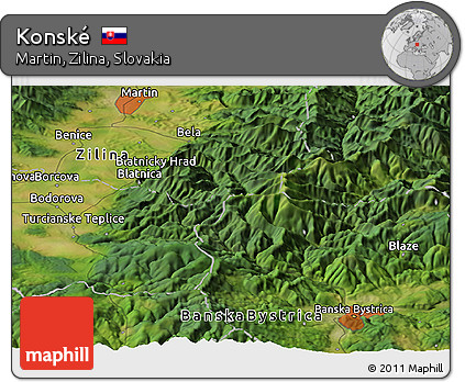 Satellite Panoramic Map of Konské