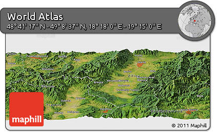 Satellite Panoramic Map of the Area around 48° 54' 57" N, 18° 46' 29" E