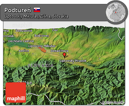 Satellite 3D Map of Podtureň