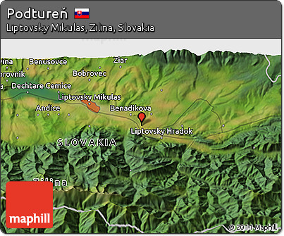 Satellite 3D Map of Podtureň