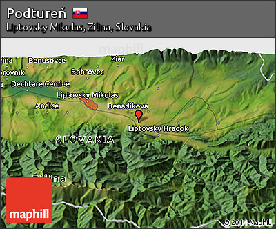 Satellite 3D Map of Podtureň