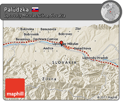 Shaded Relief 3D Map of Palúdzka