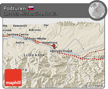 Shaded Relief 3D Map of Podtureň