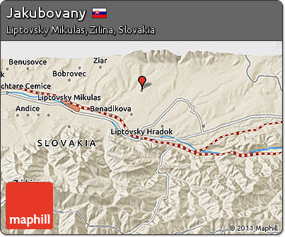 Shaded Relief 3D Map of Jakubovany