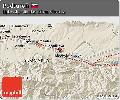 Shaded Relief 3D Map of Podtureň