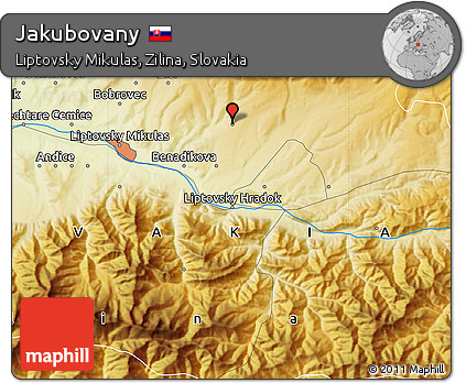 Physical Map of Jakubovany
