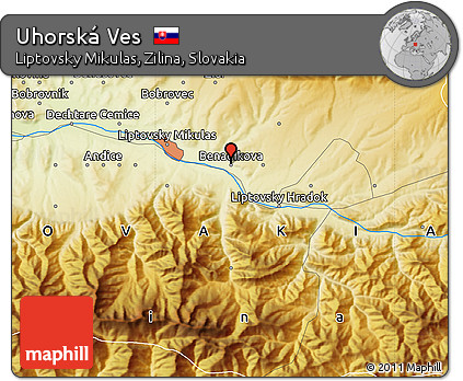 Physical Map of Uhorská Ves