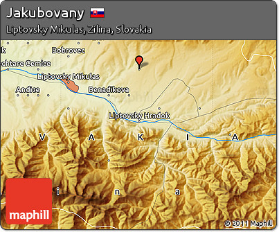 Physical Map of Jakubovany