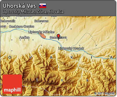 Physical Map of Uhorská Ves