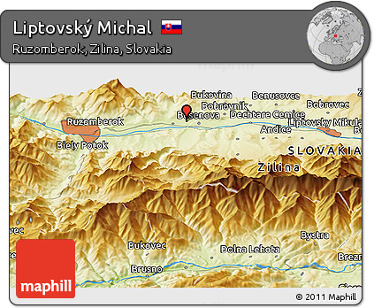 Physical Panoramic Map of Liptovský Michal