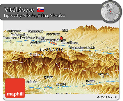 Physical Panoramic Map of Vitálišovce