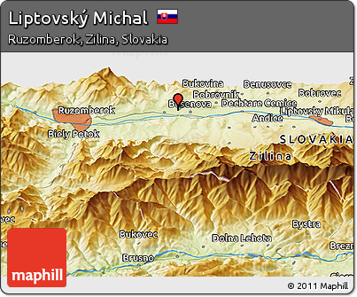 Physical Panoramic Map of Liptovský Michal
