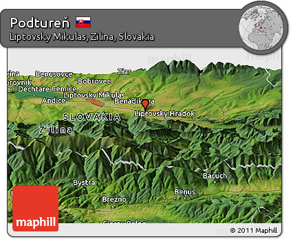 Satellite Panoramic Map of Podtureň