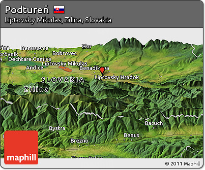 Satellite Panoramic Map of Podtureň