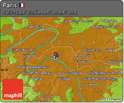 Physical Map of Paris