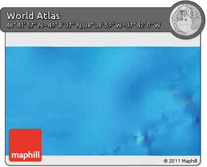 Shaded Relief 3D Map of the Area around 48° 54' 57" N, 38° 10' 29" W