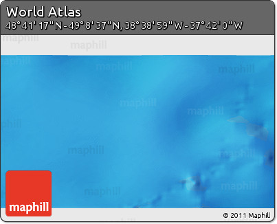 Shaded Relief 3D Map of the Area around 48° 54' 57" N, 38° 10' 29" W