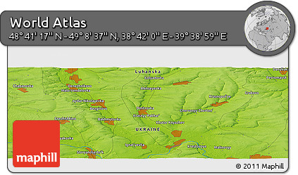 Physical Panoramic Map of the Area around 48° 54' 57" N, 39° 10' 29" E