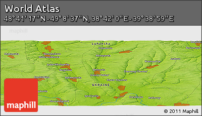Physical Panoramic Map of the Area around 48° 54' 57" N, 39° 10' 29" E