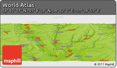 Physical Panoramic Map of the Area around 48° 54' 57" N, 39° 10' 29" E