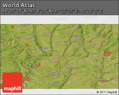 Satellite 3D Map of the Area around 48° 54' 57" N, 40° 1' 29" E