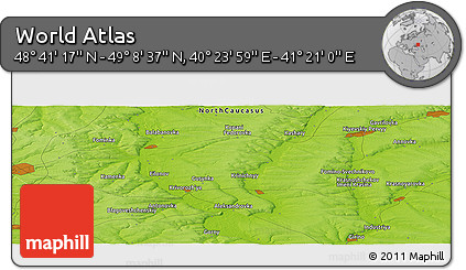 Physical Panoramic Map of the Area around 48° 54' 57" N, 40° 52' 30" E