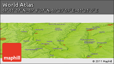 Physical Panoramic Map of the Area around 48° 54' 57" N, 40° 52' 30" E