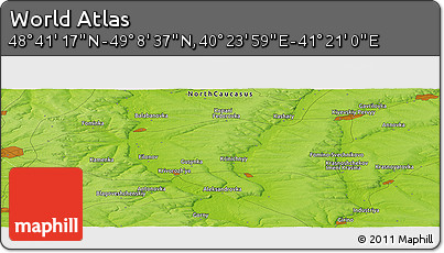 Physical Panoramic Map of the Area around 48° 54' 57" N, 40° 52' 30" E
