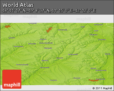 Physical 3D Map of the Area around 48° 54' 57" N, 41° 43' 30" E