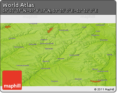 Physical 3D Map of the Area around 48° 54' 57" N, 41° 43' 30" E