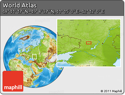 Physical Location Map of the Area around 48° 54' 57" N, 41° 43' 30" E