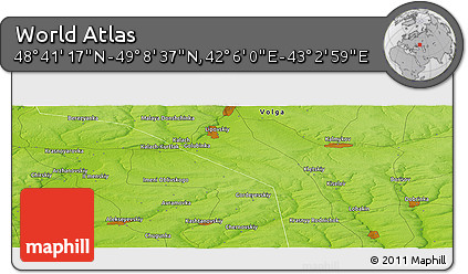 Physical Panoramic Map of the Area around 48° 54' 57" N, 42° 34' 30" E
