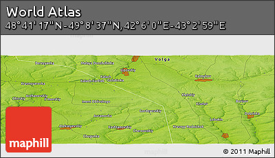 Physical Panoramic Map of the Area around 48° 54' 57" N, 42° 34' 30" E