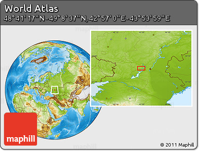 Physical Location Map of the Area around 48° 54' 57" N, 43° 25' 29" E